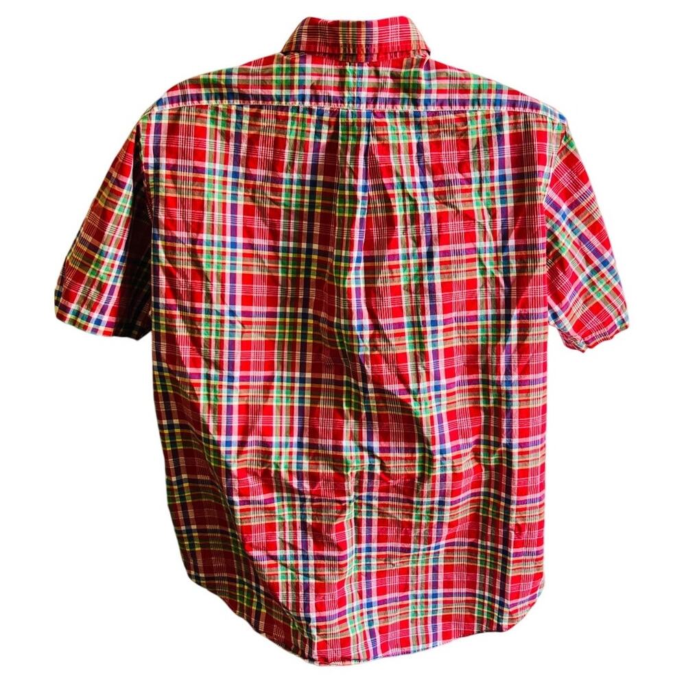 Ralph Lauren XL Classic Fit Madras Plaid Shirt Red Preppy Summer Vibes - Picture 3 of 5